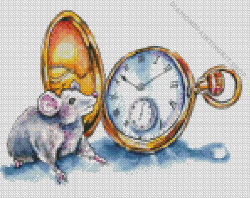 Mouse And Clock Art Diamond Painting