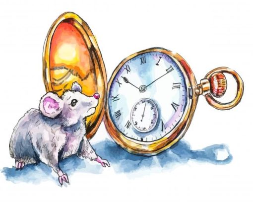 Mouse And Clock Art Diamond Painting