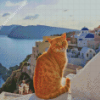 Orange Cat In Greece Diamond Painting