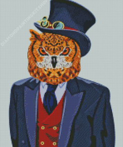 Owl With Top Hat Diamond Painting