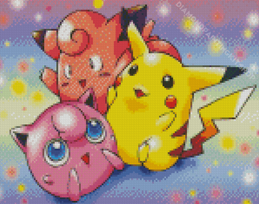 Pikachu And Clefairy And Jigglypuff Diamond Painting