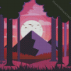 Purple Landscape Silhouette Diamond Painting