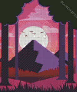 Purple Landscape Silhouette Diamond Painting