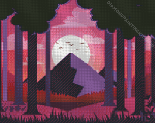 Purple Landscape Silhouette Diamond Painting