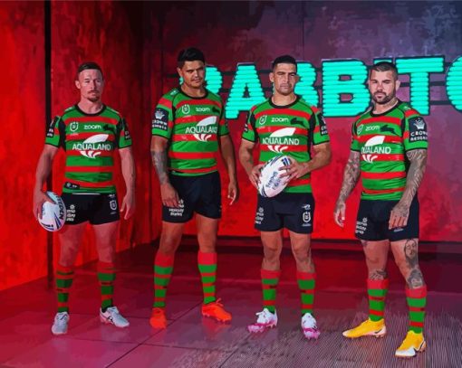 Rabbitohs Rugby Four Players Diamond Painting