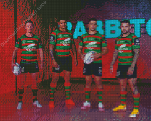 Rabbitohs Rugby Four Players Diamond Painting