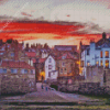 Red Sunset Robin Hood Bay England Diamond Painting