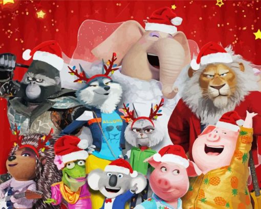 Sing Movie Characters Celebrating The Christmas Diamond Painting