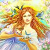 Spring Fairy With Birds And Butterflies Diamond Painting