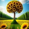 Sunflower Field Tree Diamond Painting