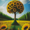 Sunflower Field Tree Diamond Painting