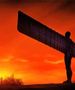 Sunset At Angel Of The North Diamond Painting