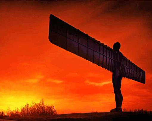 Sunset At Angel Of The North Diamond Painting