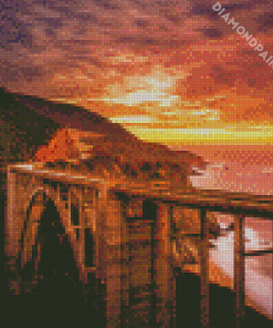 Sunset At Highway 1 California Diamond Painting