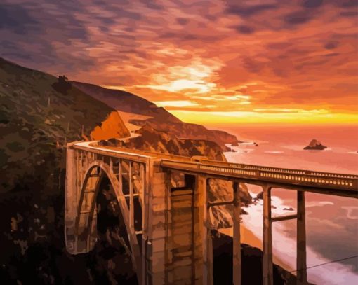 Sunset At Highway 1 California Diamond Painting