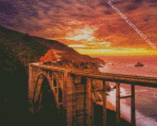 Sunset At Highway 1 California Diamond Painting