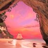 Sunset At Coromandel Cathedral Cove Diamond Painting