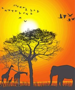 Sunset Safari Animals Diamond Painting