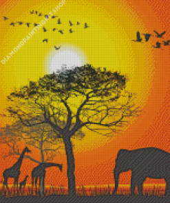 Sunset Safari Animals Diamond Painting