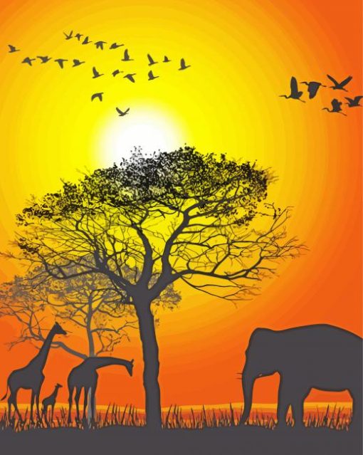 Sunset Safari Animals Diamond Painting