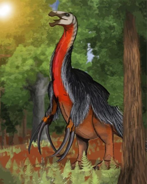 Therizinosaurus In Forest Diamond Painting