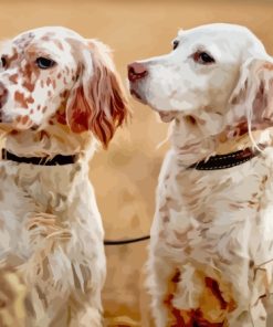 White English Setter Dogs Diamond Painting