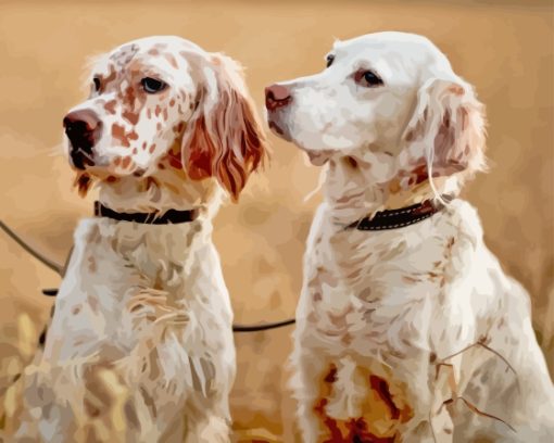 White English Setter Dogs Diamond Painting