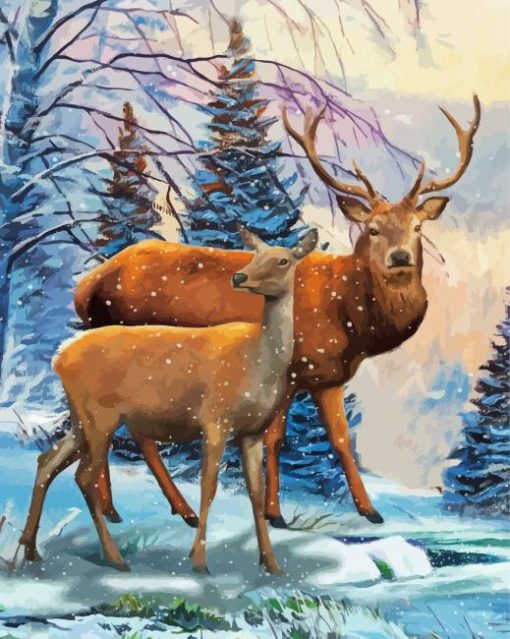 Winter Deer Diamond Painting