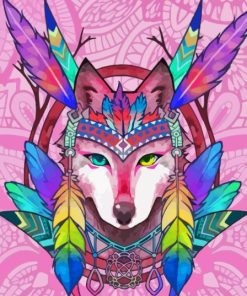 Wolf With Dream Catcher Diamond Painting