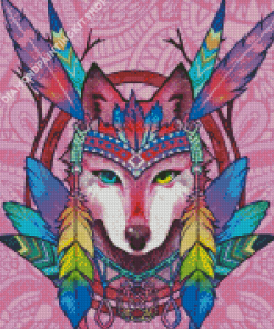 Wolf With Dream Catcher Diamond Painting