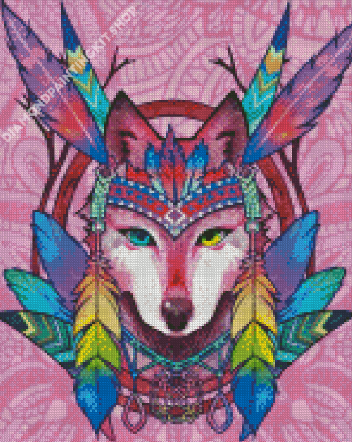 Wolf With Dream Catcher Diamond Painting