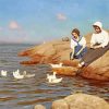 Women And Ducks Diamond Painting