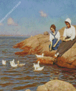 Women And Ducks Diamond Painting