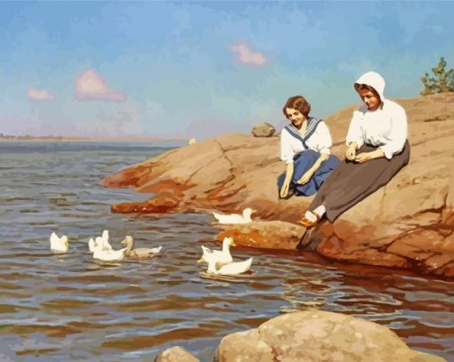 Women And Ducks Diamond Painting