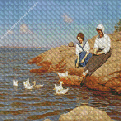 Women And Ducks Diamond Painting