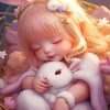 Baby Girl And White Bunny Diamond Painting