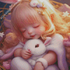 Baby Girl And White Bunny Diamond Painting