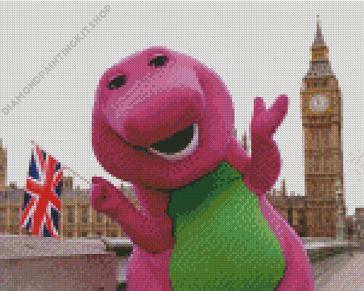 Barney The Dinosaur In London Diamond Painting