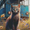 Cat And Flowers Diamond Painting