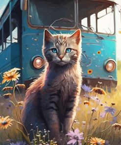 Cat And Flowers Diamond Painting