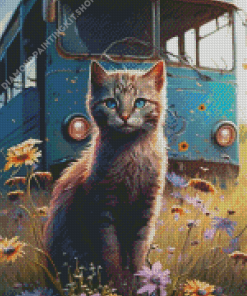 Cat And Flowers Diamond Painting