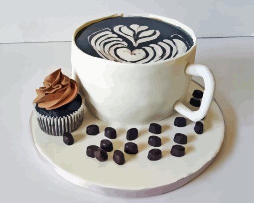 Cup Of Coffee Cake Diamond Painting