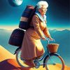 Cyclist Old Woman Diamond Painting