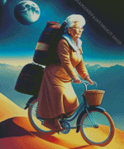 Cyclist Old Woman Diamond Painting