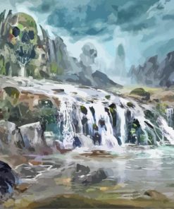 Fantasy Skull Waterfall Landscape Diamond Painting