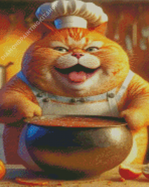 Fat Cat Cooking Diamond Painting