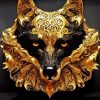 Gold Wolf Head Diamond Painting