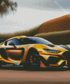 Golden Race Car Diamond Painting