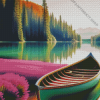 Green Canoe On Beautiful Lake Diamond Painting