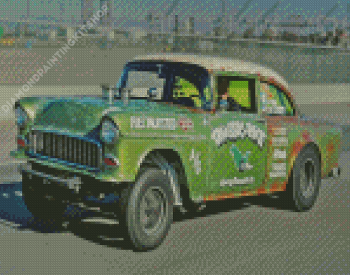 Green Gasser Old Car Diamond Painting